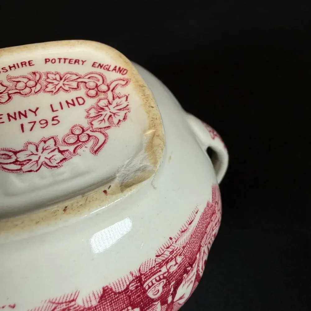ANTIQUE JENNY LIND ROYAL STAFFORDSHIRE ENGLAND RED CREAMER 3 1/2